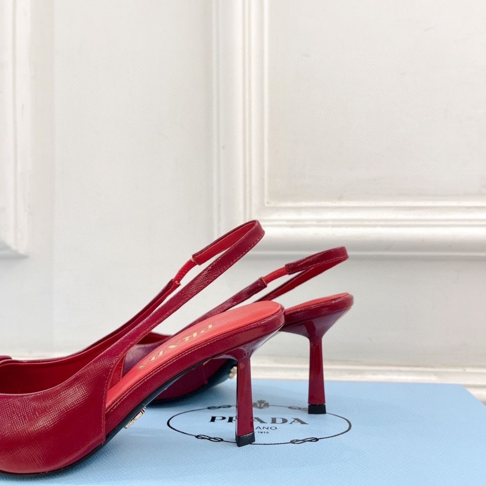 Prada Women's Burgundy Slingback Heels - Picture 5 of 5